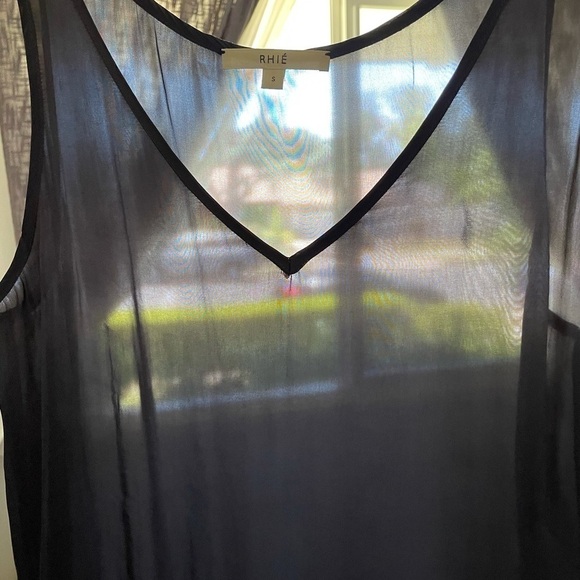 Rhié Liquid Charmeuse Sleeveless V Neck Maxi Slip Dress Charcoal Black Small - Picture 11 of 16